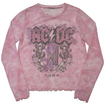 AC/DC Ladies Long Sleeve T-Shirt: Plug Me In (Mesh) (X-Large)
