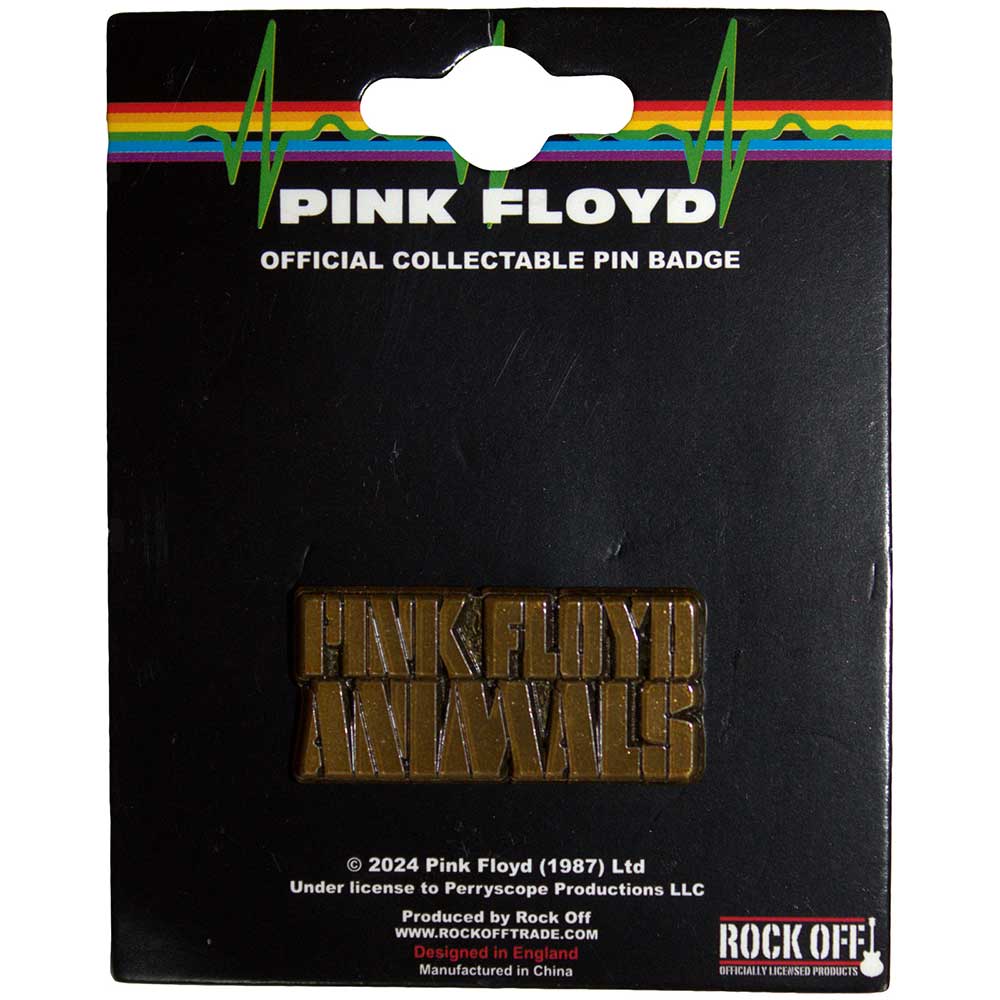Pink Floyd Pin Badge: Animals Gold Text Logo