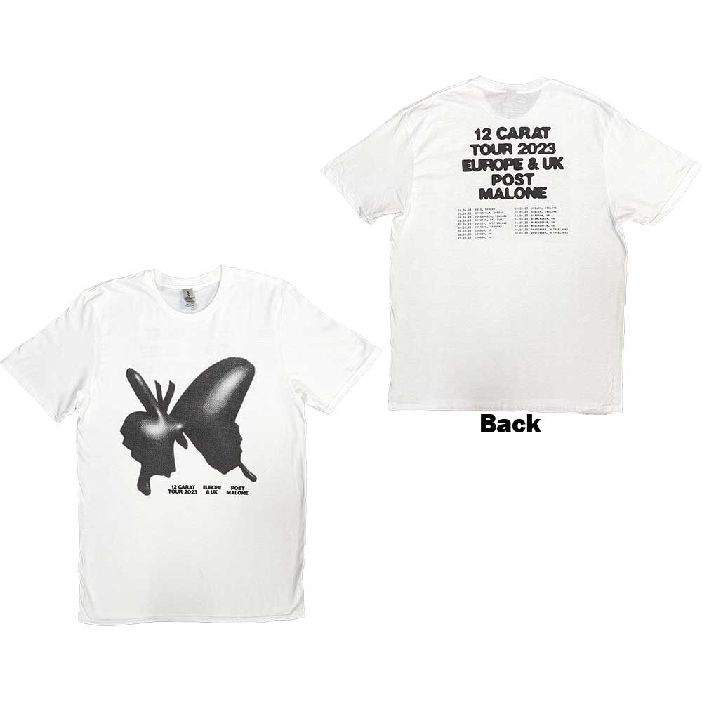 Post Malone Unisex T-Shirt: Inflatable Butterfly 2023 Tour (Back Print & Ex-Tour) (Small)