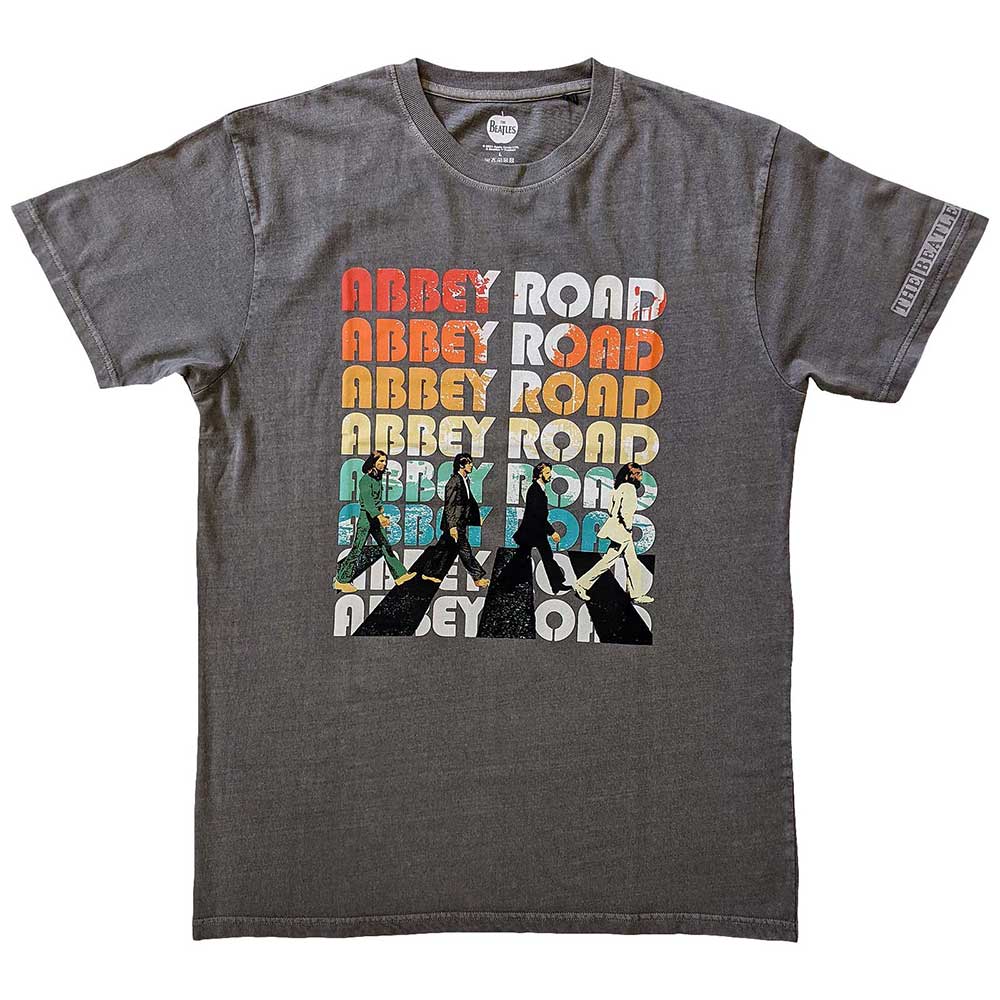 The Beatles Unisex T-Shirt: Abbey Stacked (Sleeve Print) (Large)