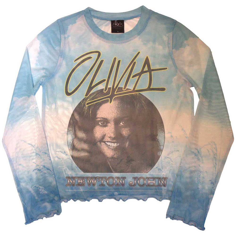 Olivia Newton-John Ladies Long Sleeve T-Shirt: Circle Photo (Mesh) (XX-Large)
