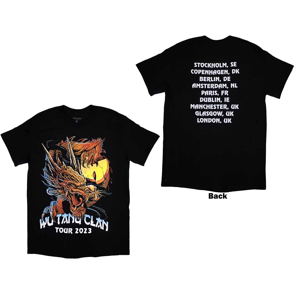 Wu-Tang Clan Unisex T-Shirt: Tour '23 Dragon Back Print (Back Print & Ex-Tour) (Small)