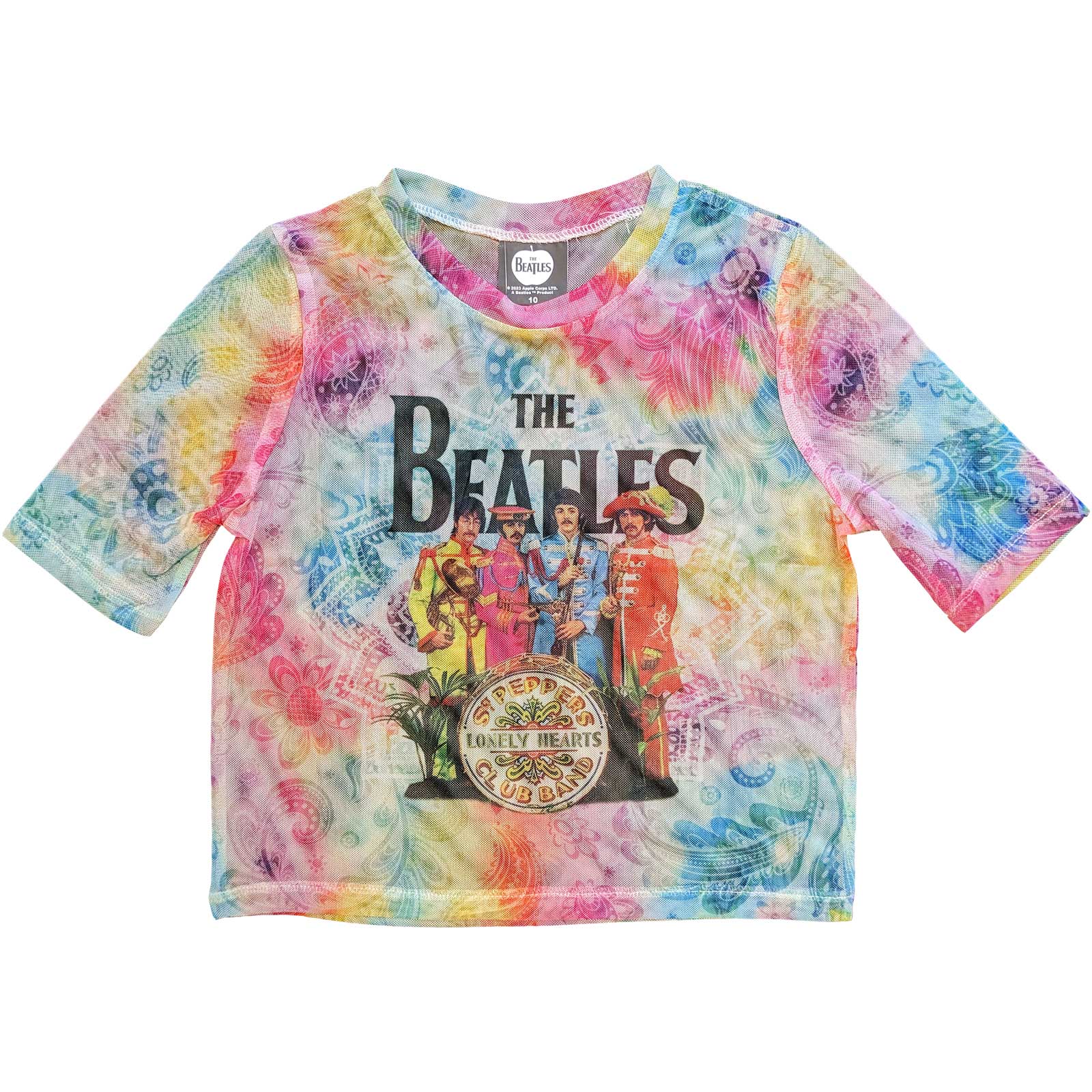 The Beatles Ladies Crop Top: Sgt Pepper (Mesh) (Medium)
