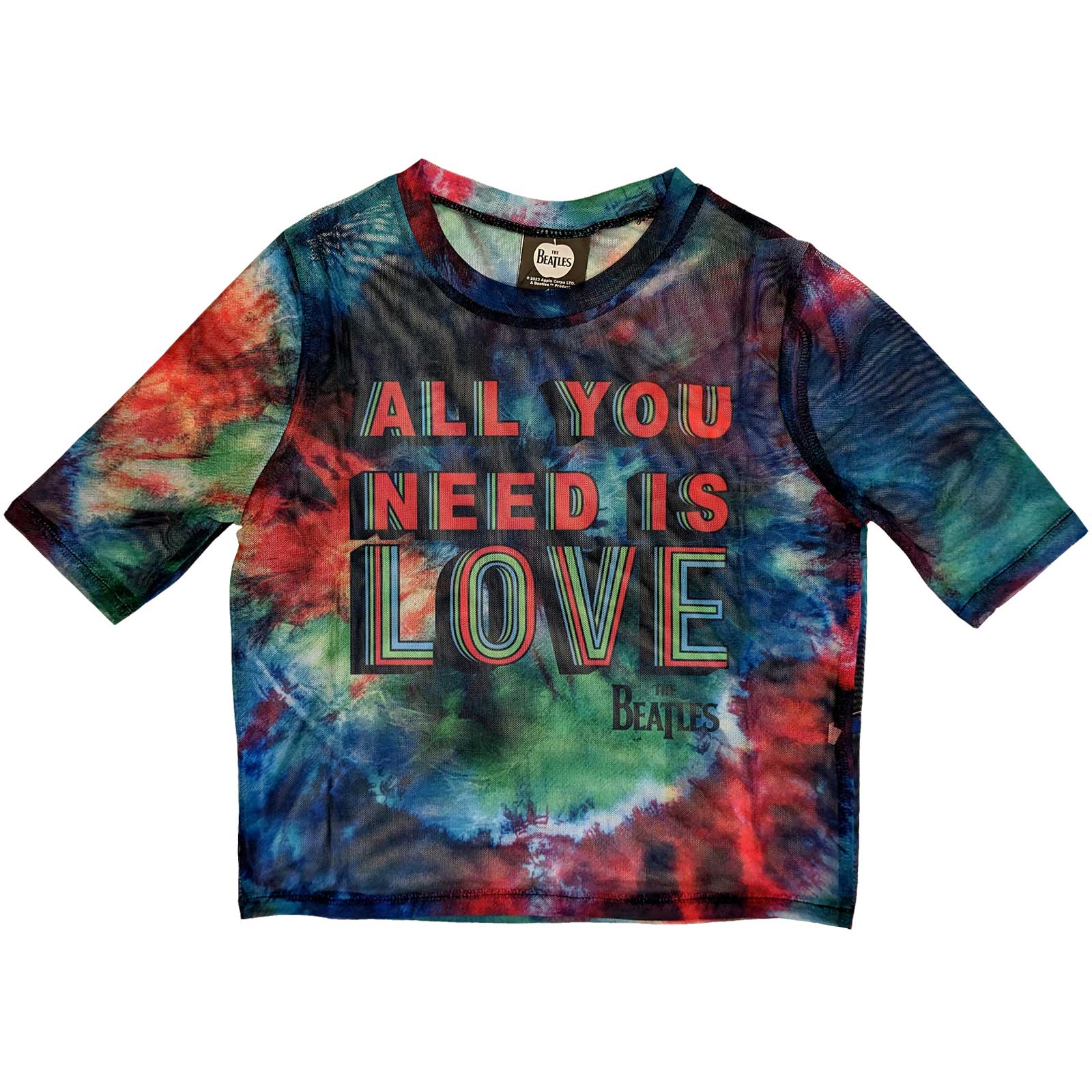The Beatles Ladies Crop Top: All You Need Is Love (Mesh) (Medium)
