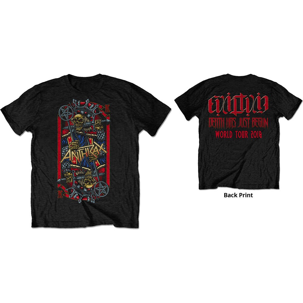 Anthrax Unisex T-Shirt: Evil King World Tour 2018 (Back Print/Ex Tour) (Small)