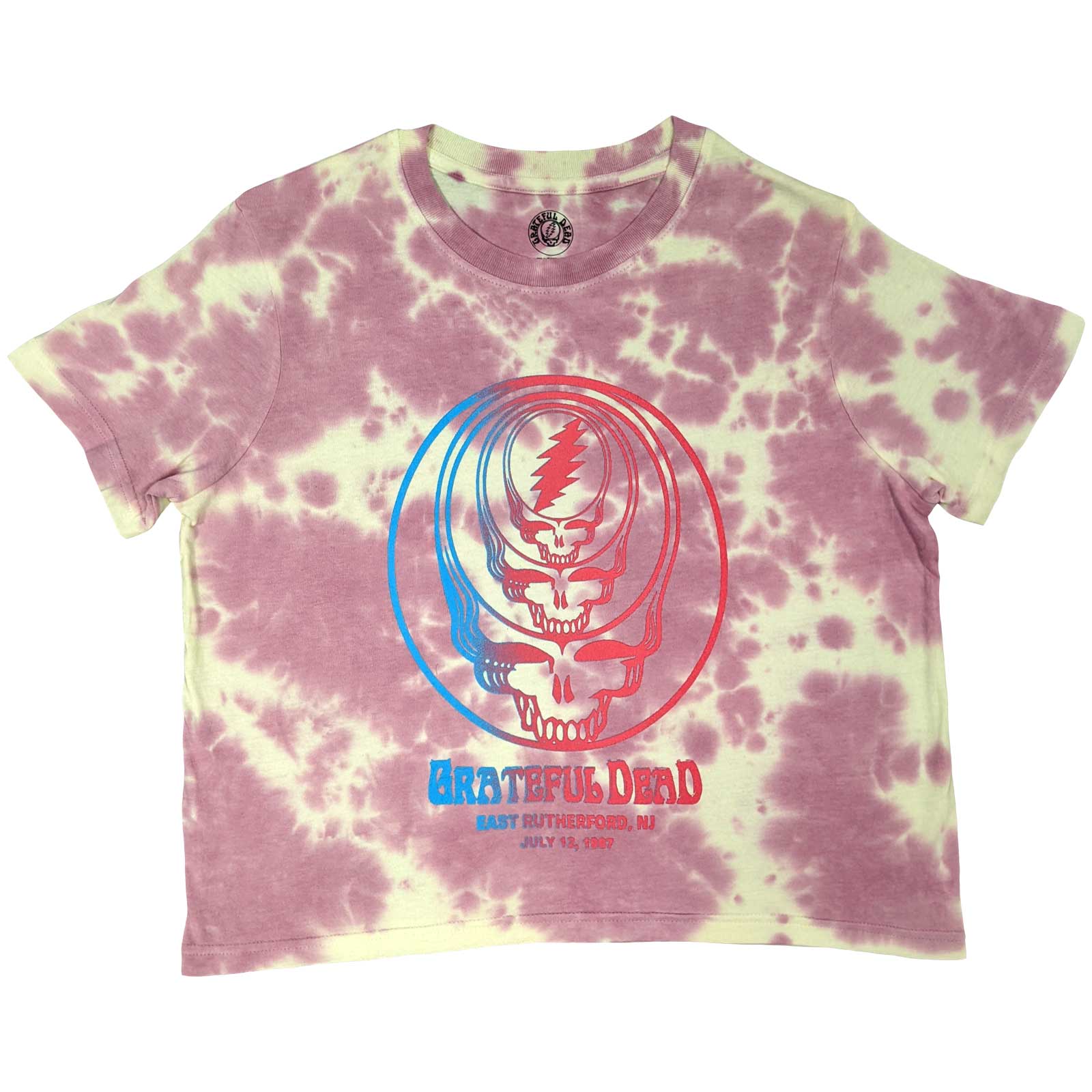 Grateful Dead Ladies Crop Top: Concentric Skulls (Wash Collection) (Large)