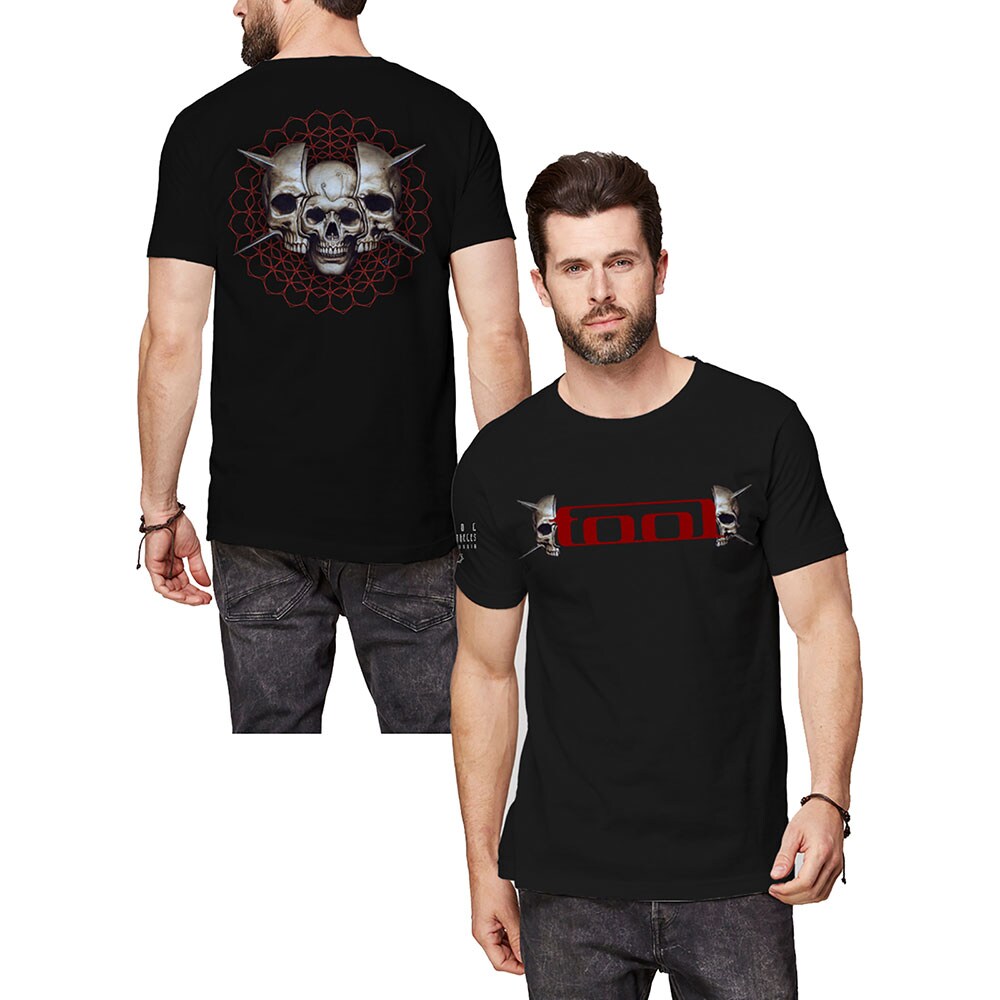 Tool Unisex T-Shirt: Skull Spikes (Back & Sleeve Print) (Small)