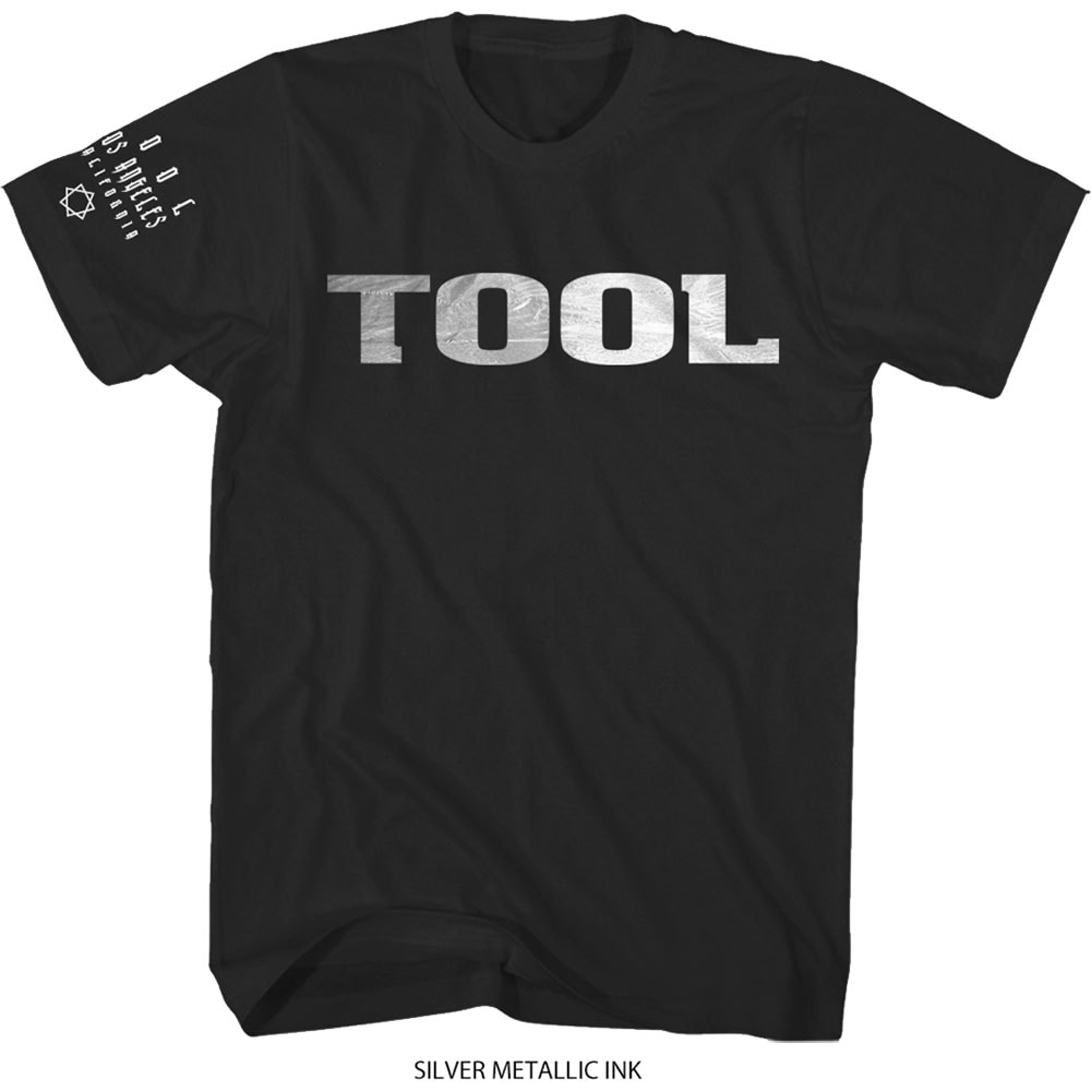 Tool Unisex T-Shirt: Metallic Silver Logo (Sleeve Print) (Large)