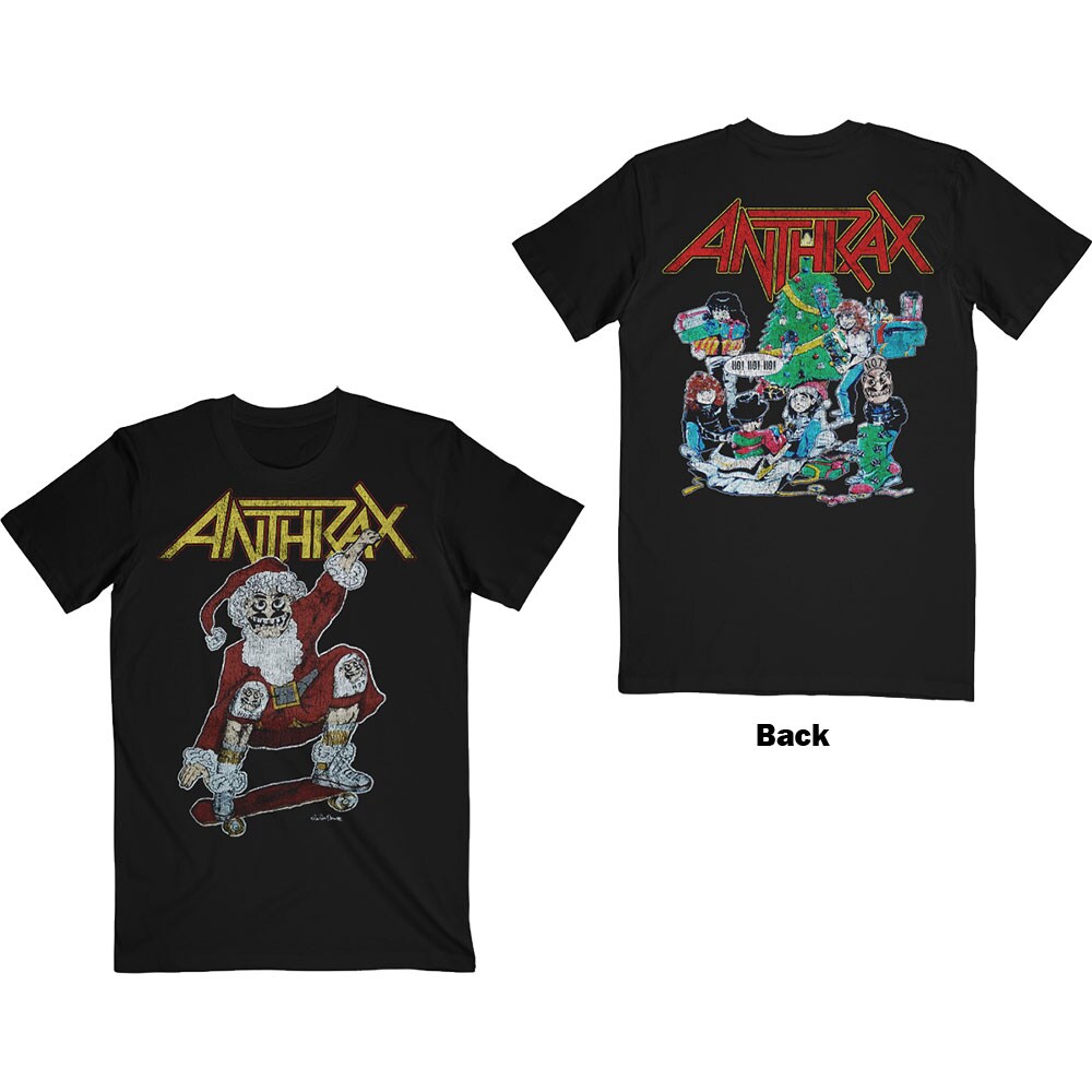 Anthrax Unisex T-Shirt: Vintage Christmas (Back Print) (Medium)