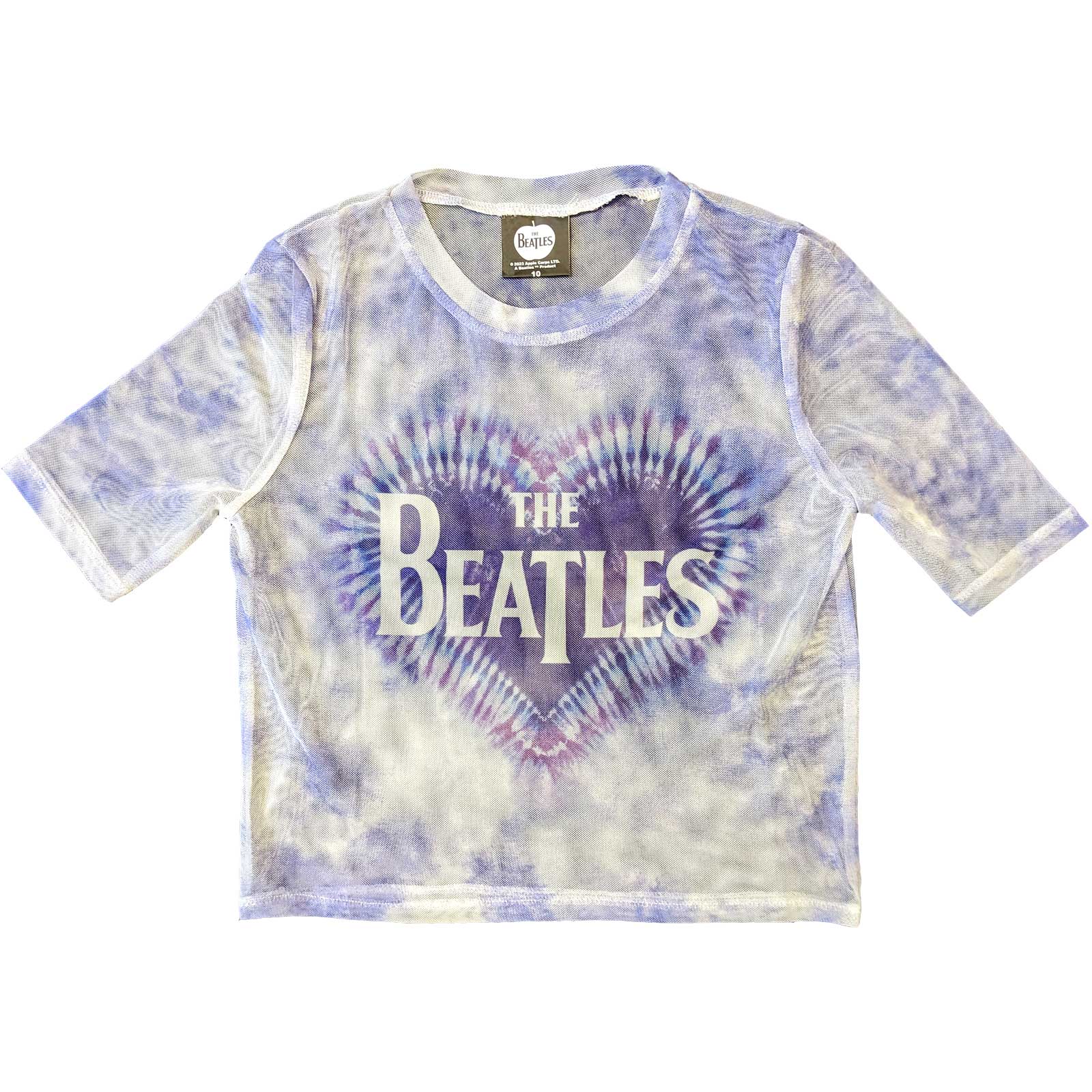 The Beatles Ladies Crop Top: Heart & Drop T Logo (Mesh) (X-Large)