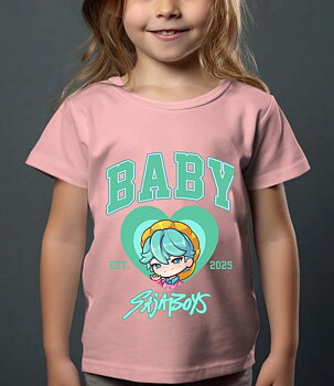 Saja Boys Kpop Demon Hunters Barn T-shirt - Baby Heart - Rosa - 100% Bomull