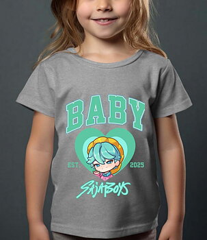 Saja Boys Kpop Demon Hunters Barn T-shirt - Baby Heart - Grå - 100% Bomull