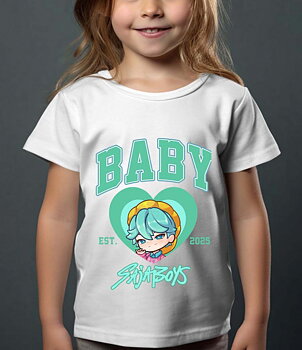 Saja Boys Kpop Demon Hunters Barn T-shirt - Baby Heart - Vit - 100% Bomull