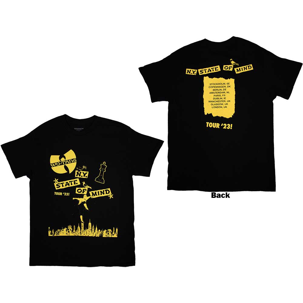 Wu-Tang Clan Unisex T-Shirt: Tour '23 NY State Of Mind (Back Print & Ex-Tour) (Medium)