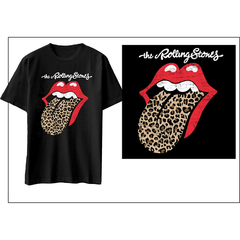 The Rolling Stones Unisex T-Shirt: Leopard Print Tongue (X-Large)