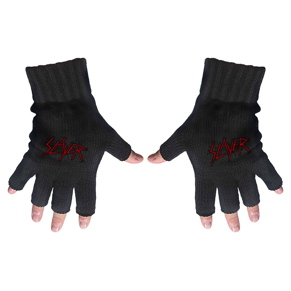 Slayer Unisex Fingerless Gloves: Scratched Logo