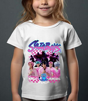 Saja Boys Kpop Demon Hunters Barn T-shirt - Hunters - Hvit - 100% Bomull