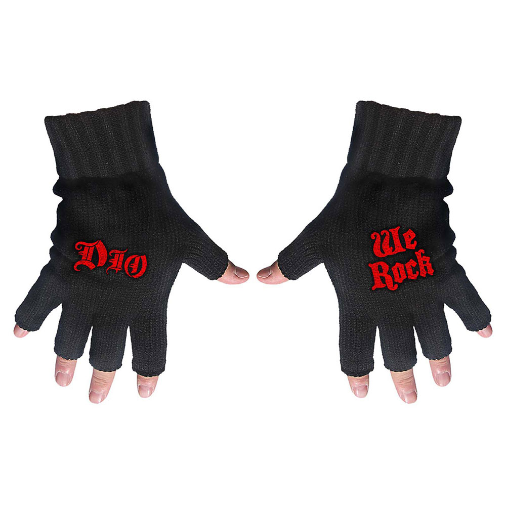 Dio Unisex Fingerless Gloves: Logo & We Rock - 2