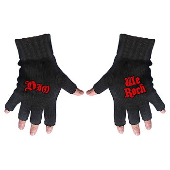 Dio Unisex Fingerless Gloves: Logo & We Rock