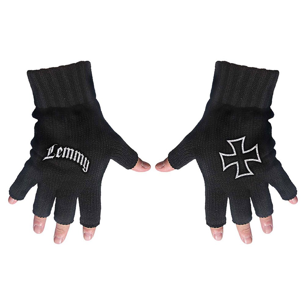 Lemmy Unisex Fingerless Gloves: Logo & Iron Cross - 2