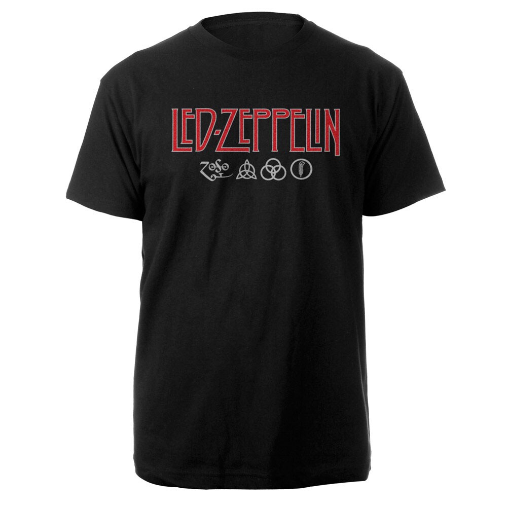 Led Zeppelin Unisex T-Shirt: Logo & Symbols (Small)