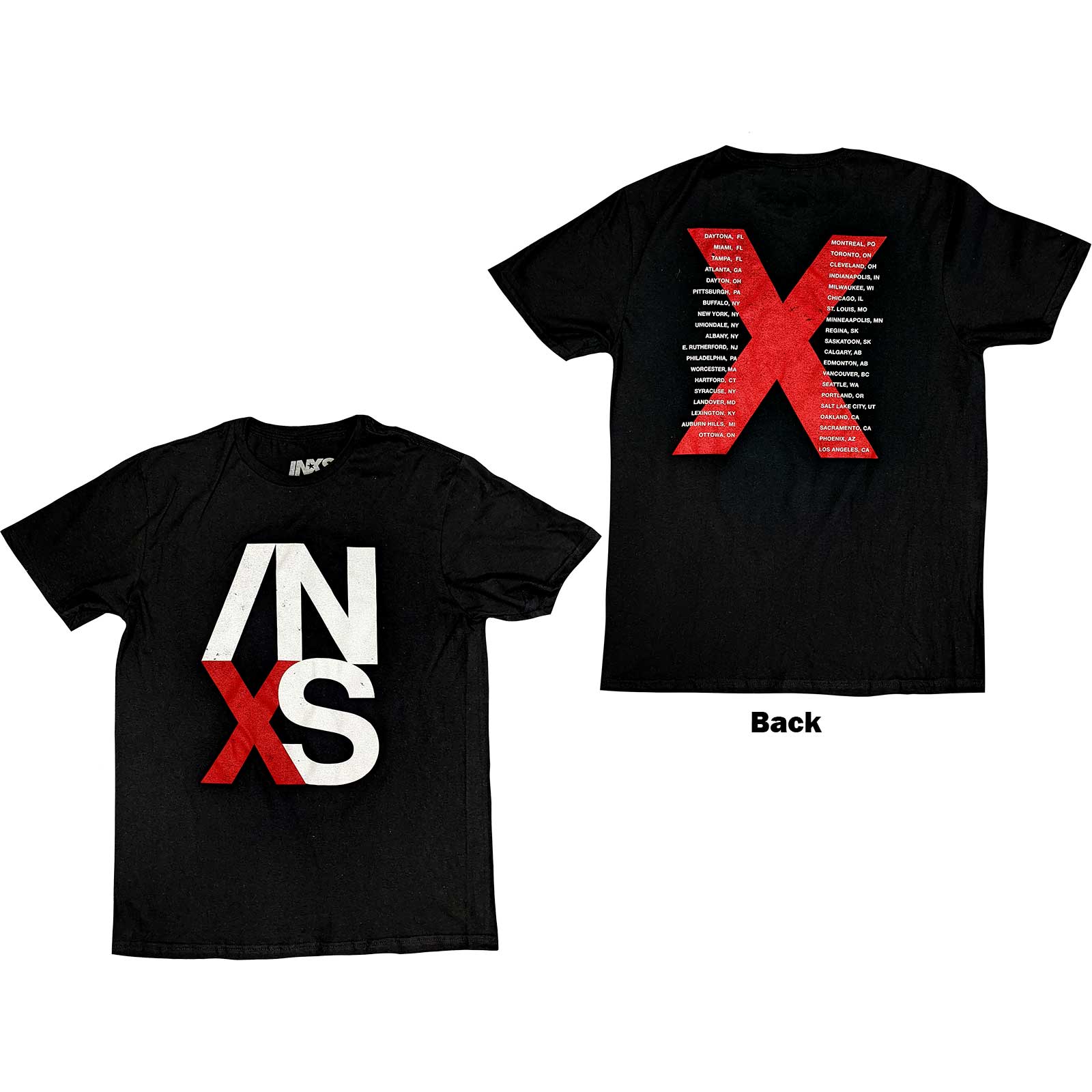INXS Unisex T-Shirt: US Tour (Back Print) (Small)