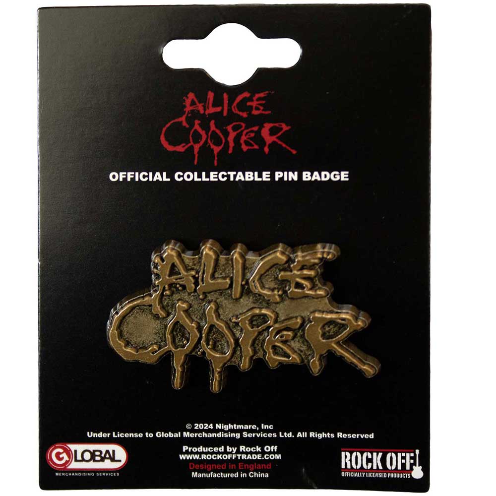 Alice Cooper  Pin Badge: Dripping Logo Gold
