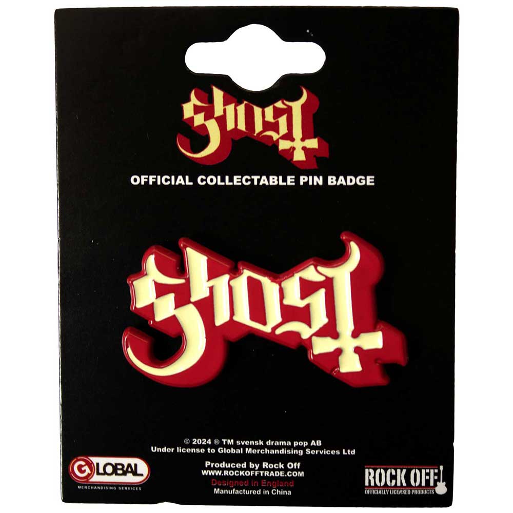 Ghost  Pin Badge: Logo Red Shadow