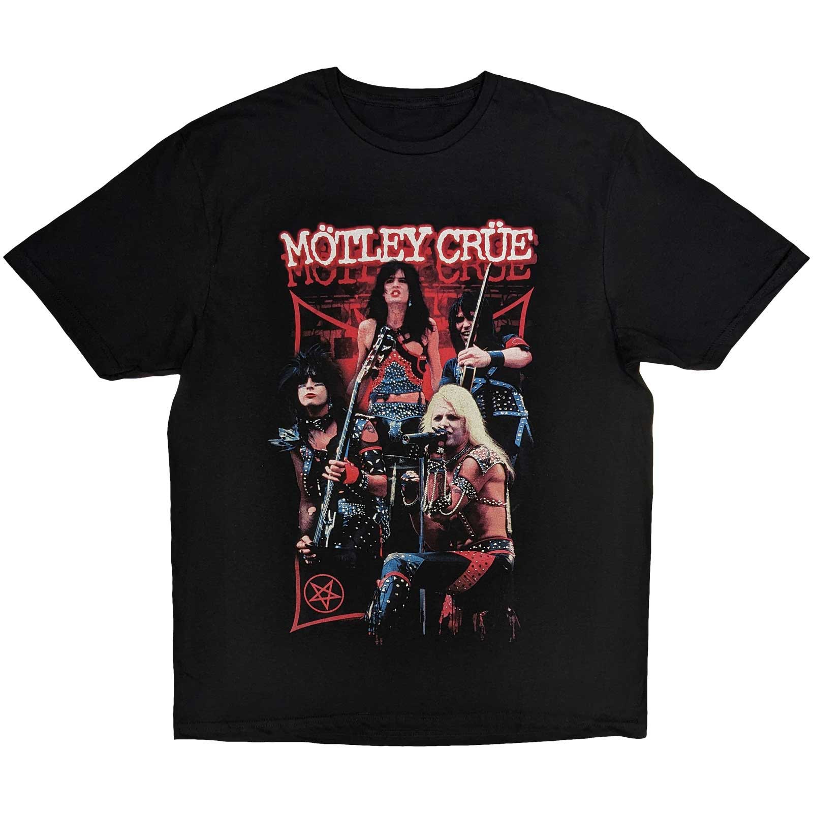 Motley Crue Unisex T-Shirt: Live Montage Red (Large)