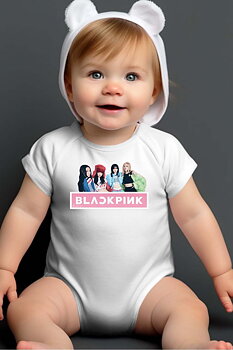 Blackpink baby body: "Band Photo" - vit - storlek 6-9 månader