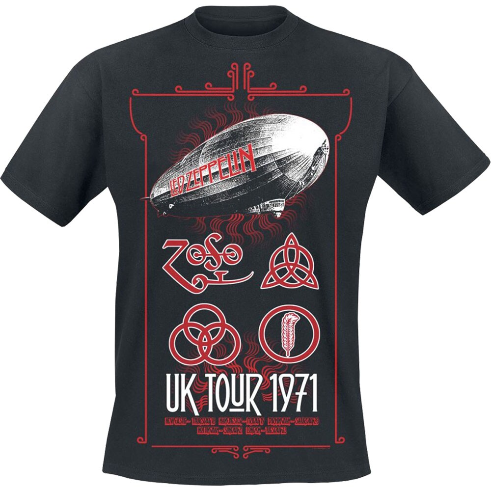 Led Zeppelin Unisex T-Shirt: UK Tour '71. (X-Large)