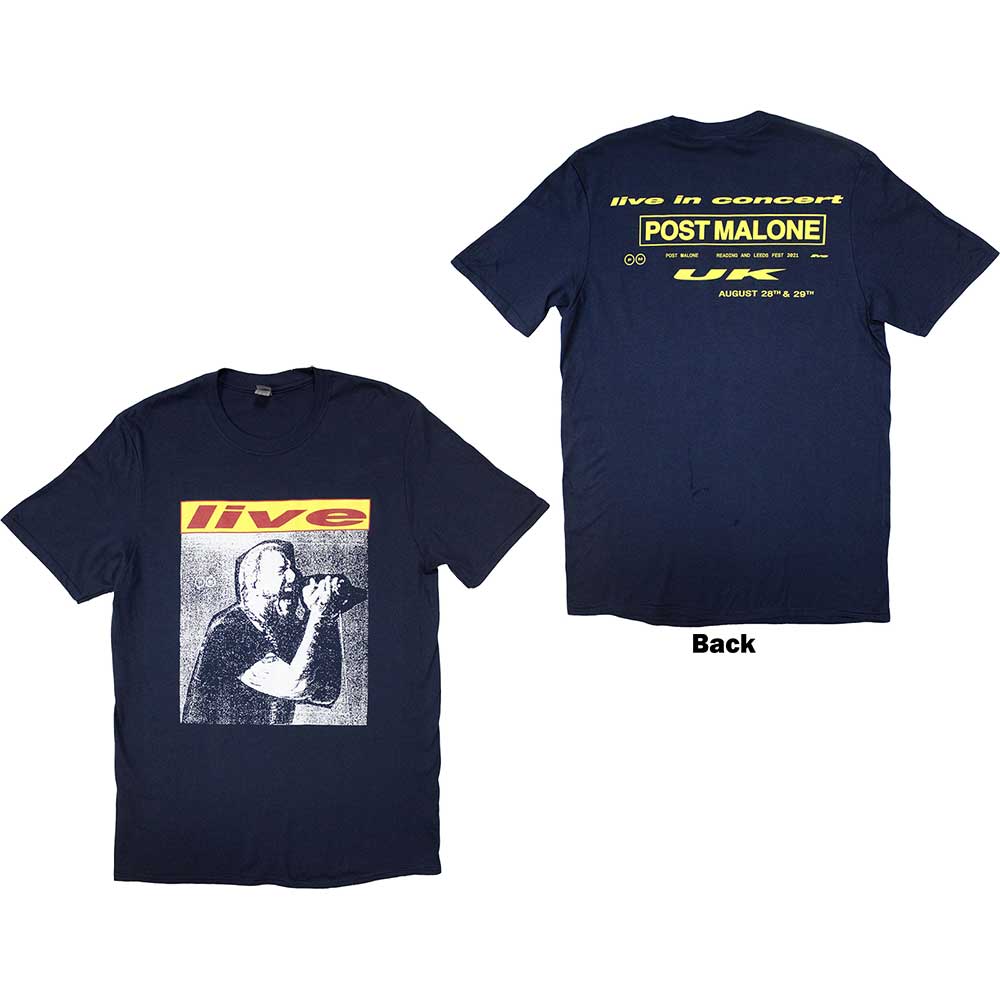 Post Malone Unisex T-Shirt: Live In Concert (Back Print & Ex-Tour) (Medium)