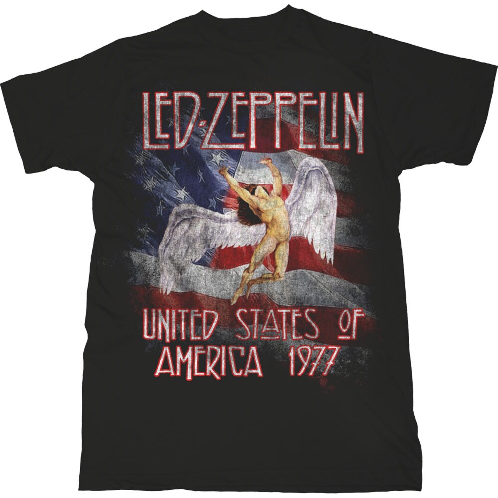Led Zeppelin Unisex T-Shirt: Stars N' Stripes USA '77. (Small)