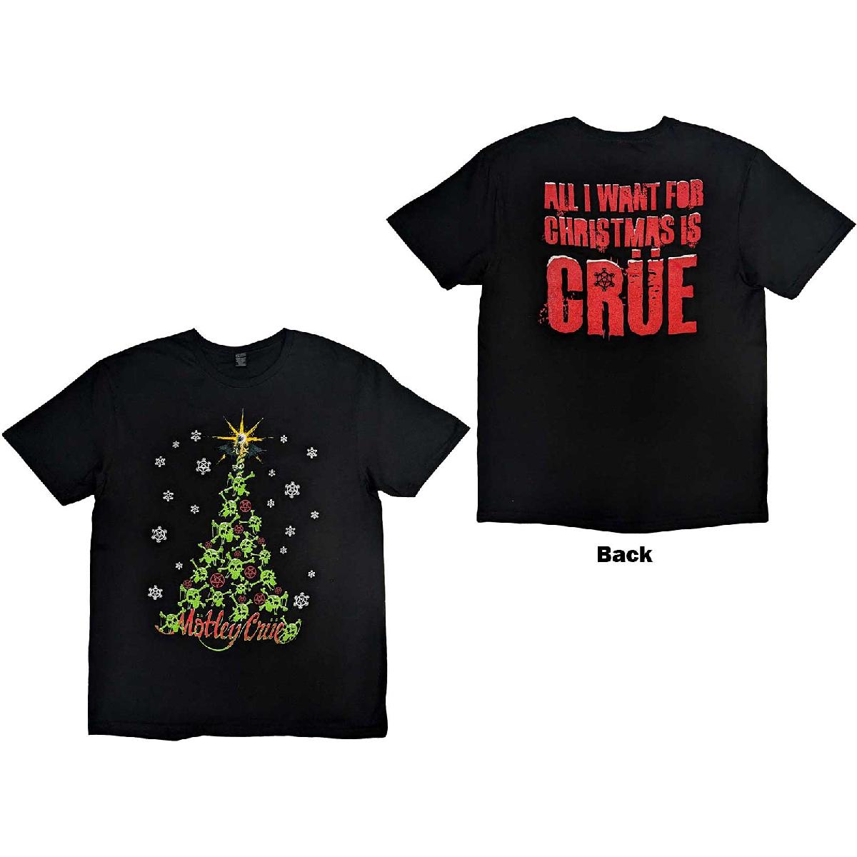 Motley Crue Unisex T-Shirt: Xmas Crue (Back Print) (Small)