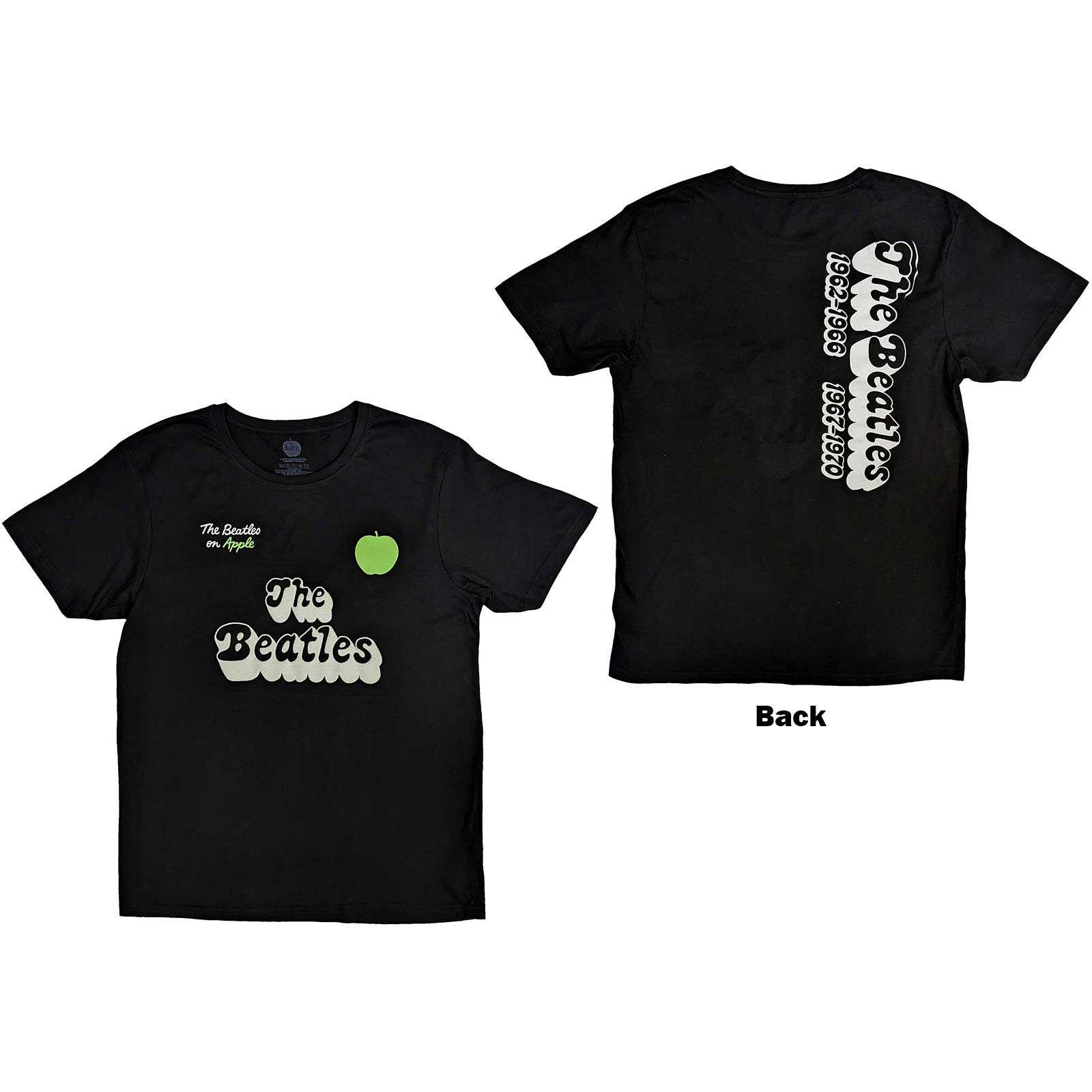 The Beatles Unisex T-Shirt: 70s Logo & Years (Back Print) (Small)