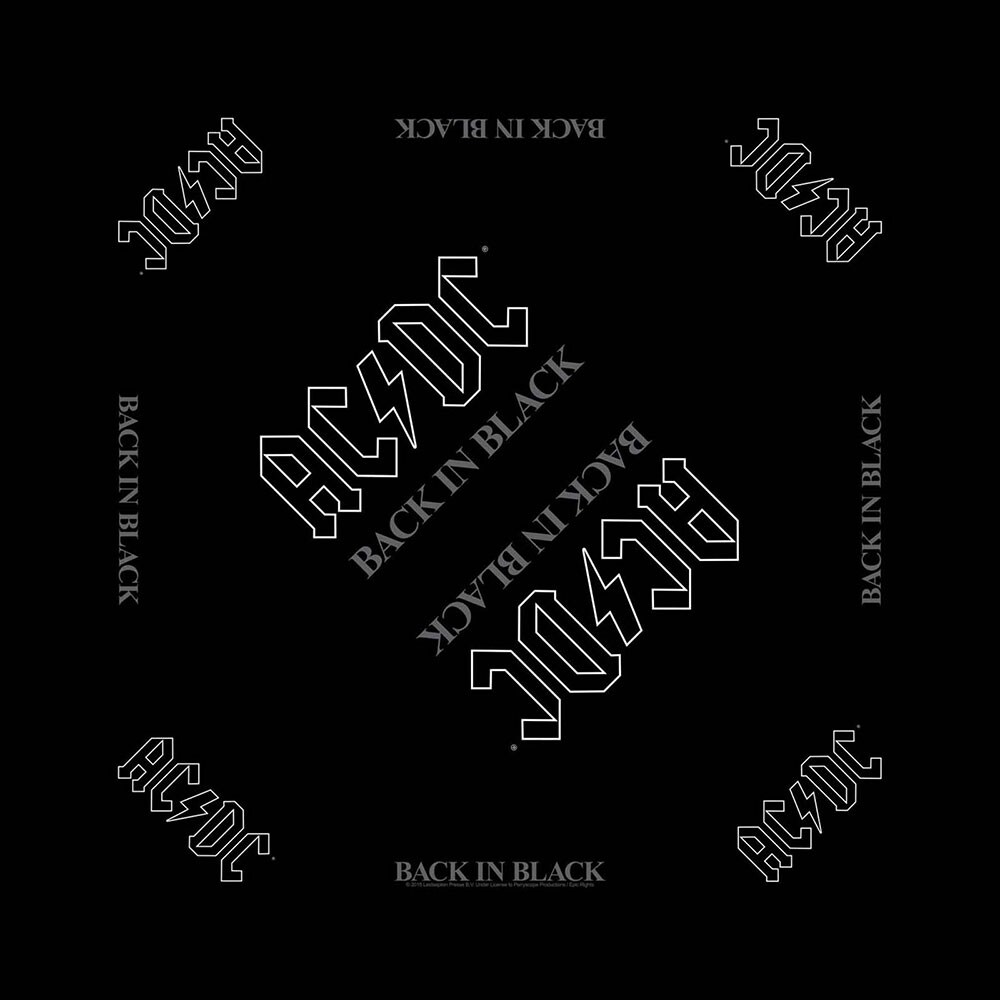 AC/DC Unisex Bandana: Back in Black - 2