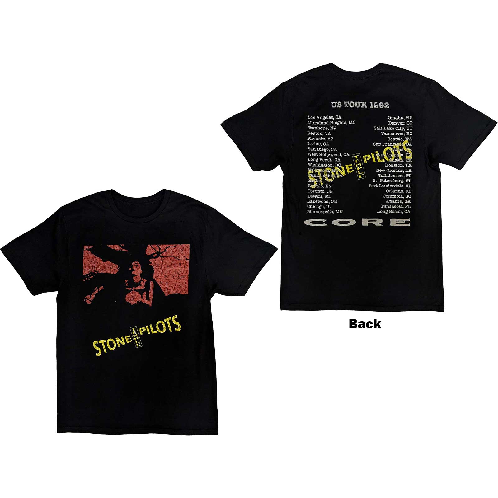 Stone Temple Pilots Unisex T-Shirt: Core US Tour '92 (Back Print) (Small)