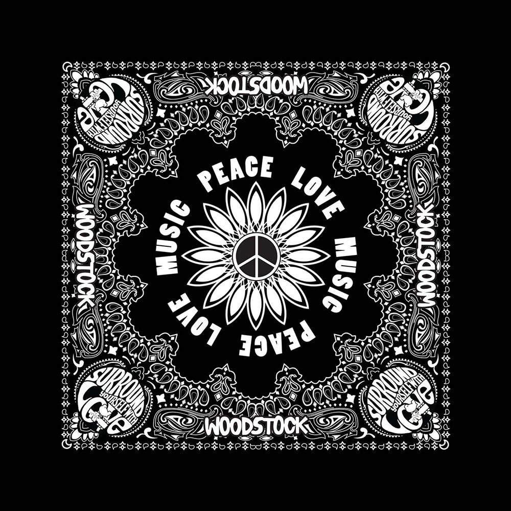 Woodstock Unisex Bandana: Peach, Love & Music - 2