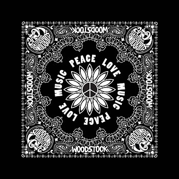 Woodstock Unisex Bandana: Peach, Love & Music