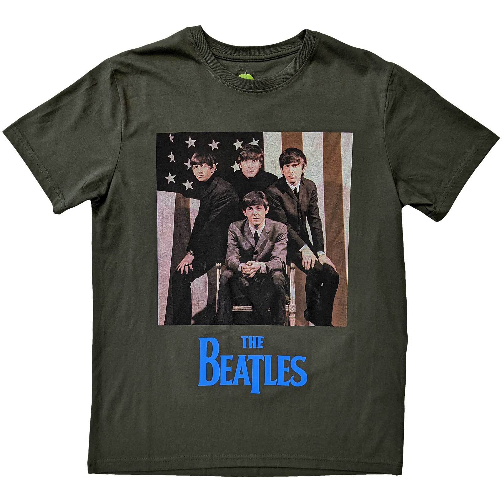 The Beatles Unisex T-Shirt: US Flag Photo (Large)