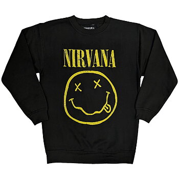 Nirvana sweatshirt: Yellow Happy Face - storlek XS-XXL