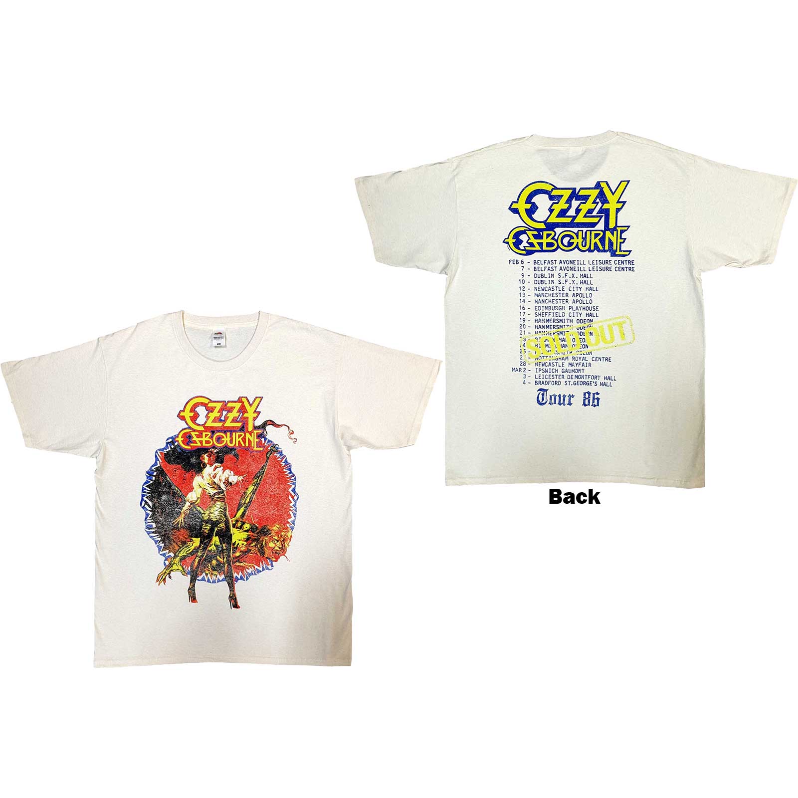 Ozzy Osbourne Unisex T-Shirt: The Ultimate Sin Tour '86 (Back Print) (Large)