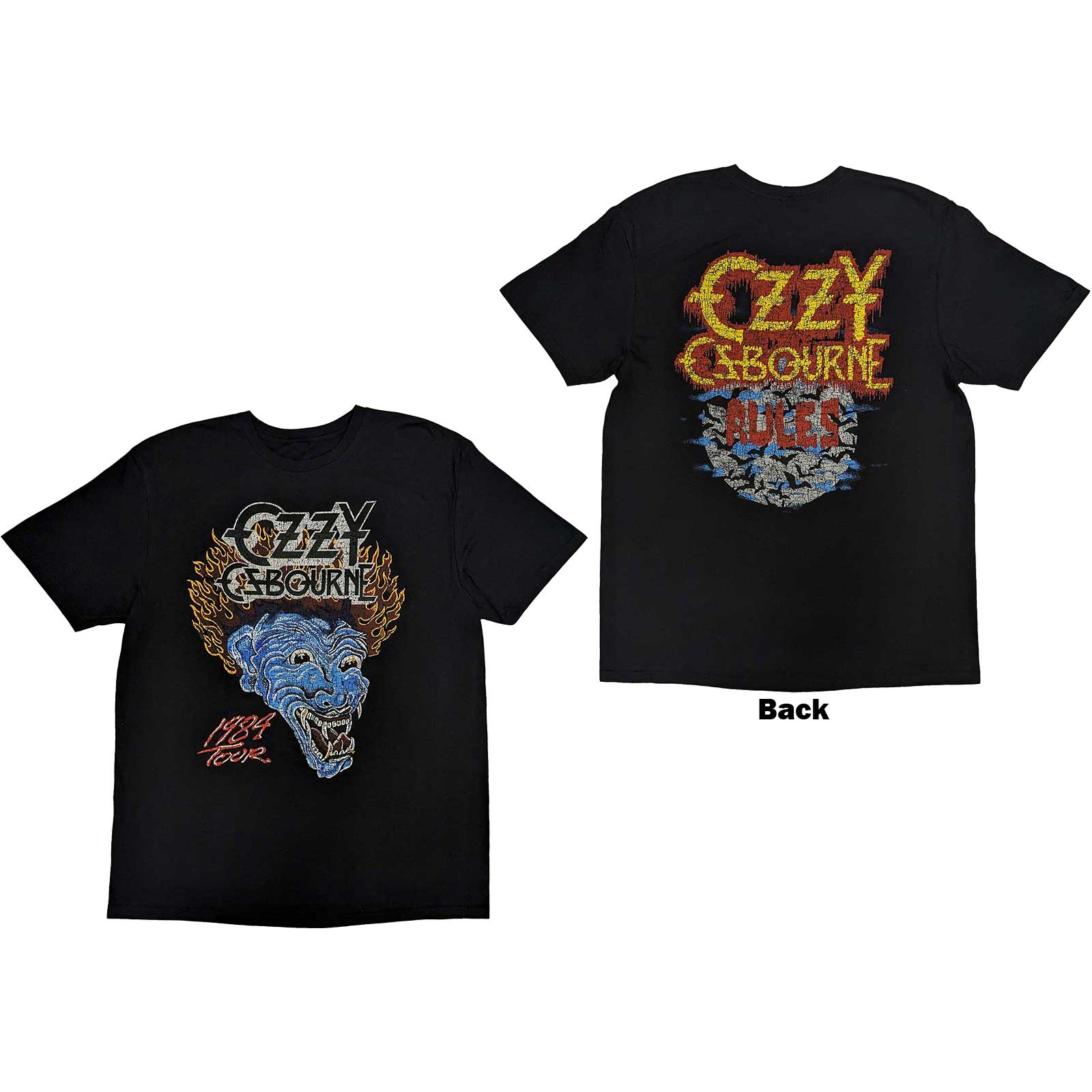 Ozzy Osbourne Unisex T-Shirt: Bark At The Moon Tour '84 (Back Print) (Medium)
