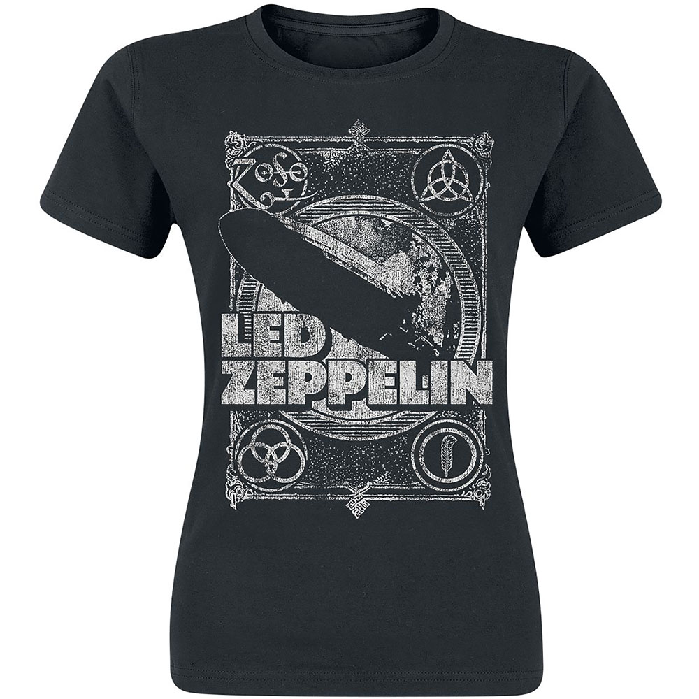 Led Zeppelin Ladies T-Shirt: Vintage Print LZ1 (X-Large)