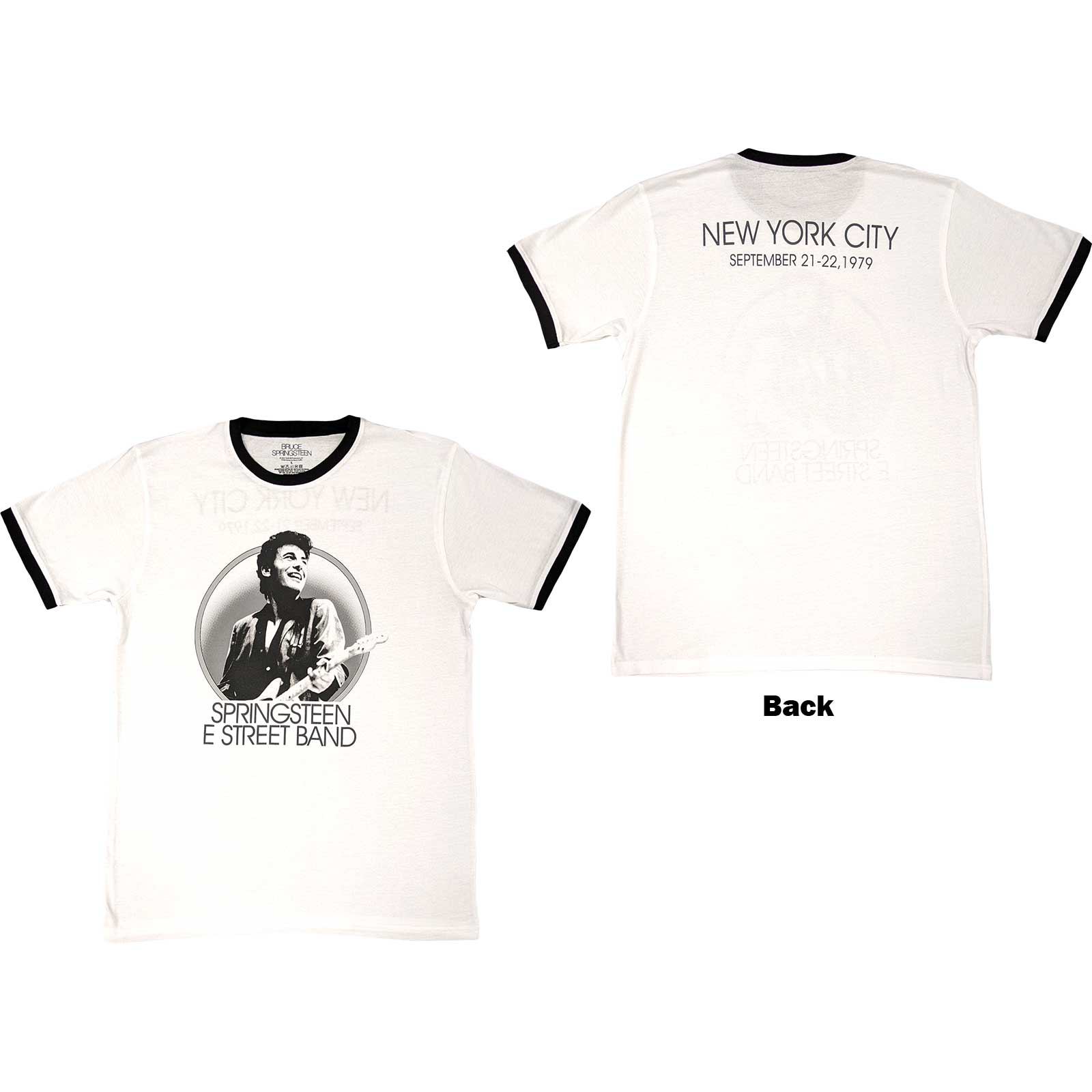 Bruce Springsteen Unisex Ringer T-Shirt: NYC (Back Print) (Medium)