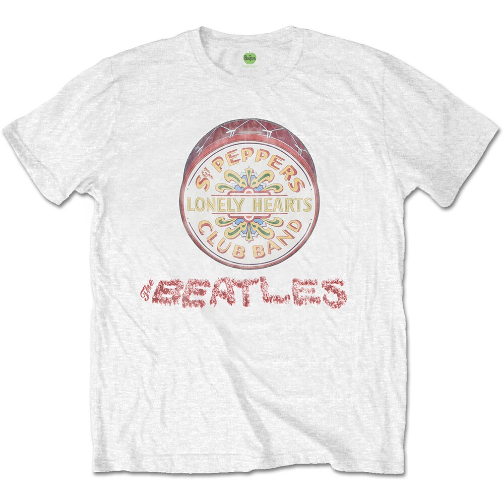 The Beatles Unisex T-Shirt: Flowers Logo & Drum (Small) - 2