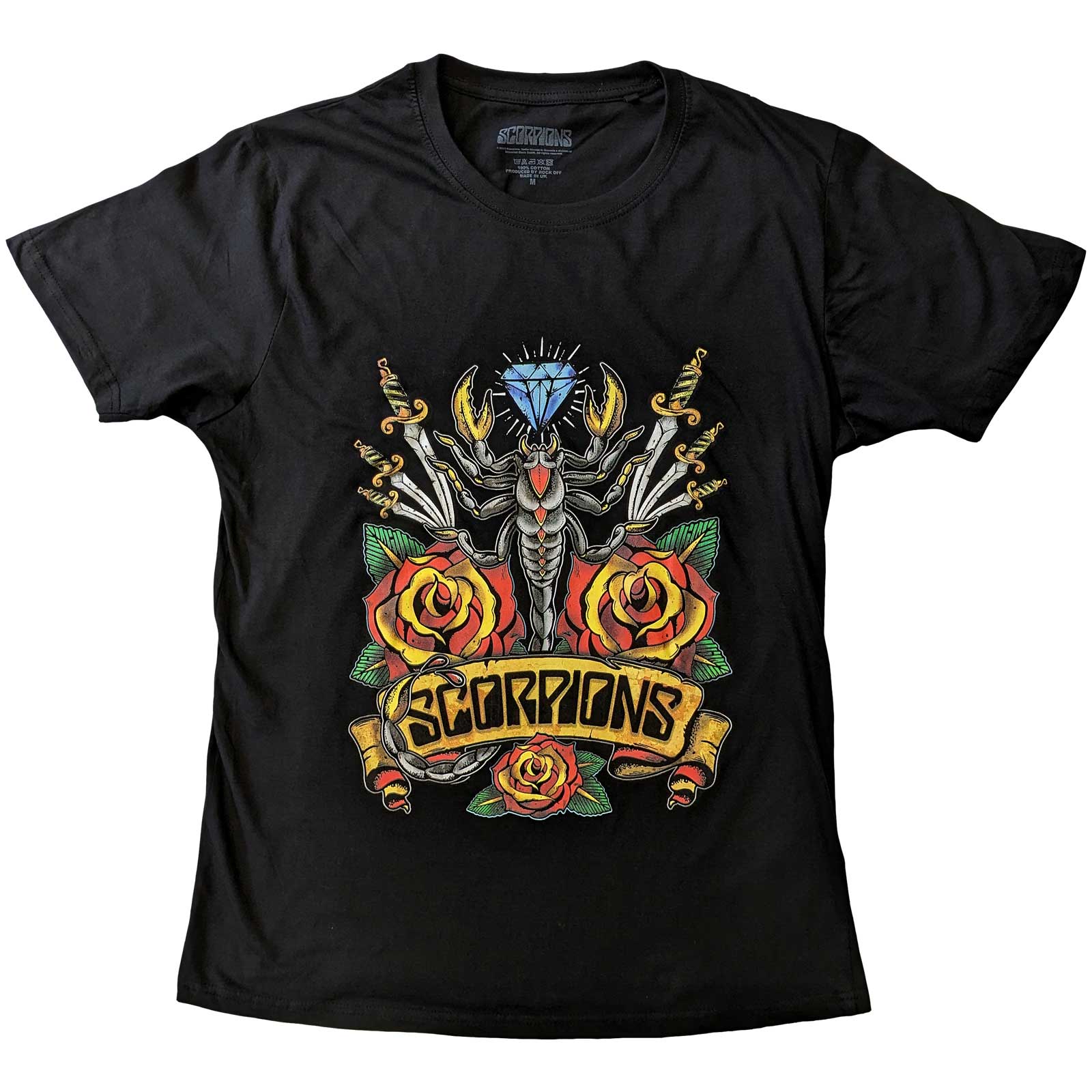 Scorpions Unisex T-Shirt: Traditional Tattoo (Large)