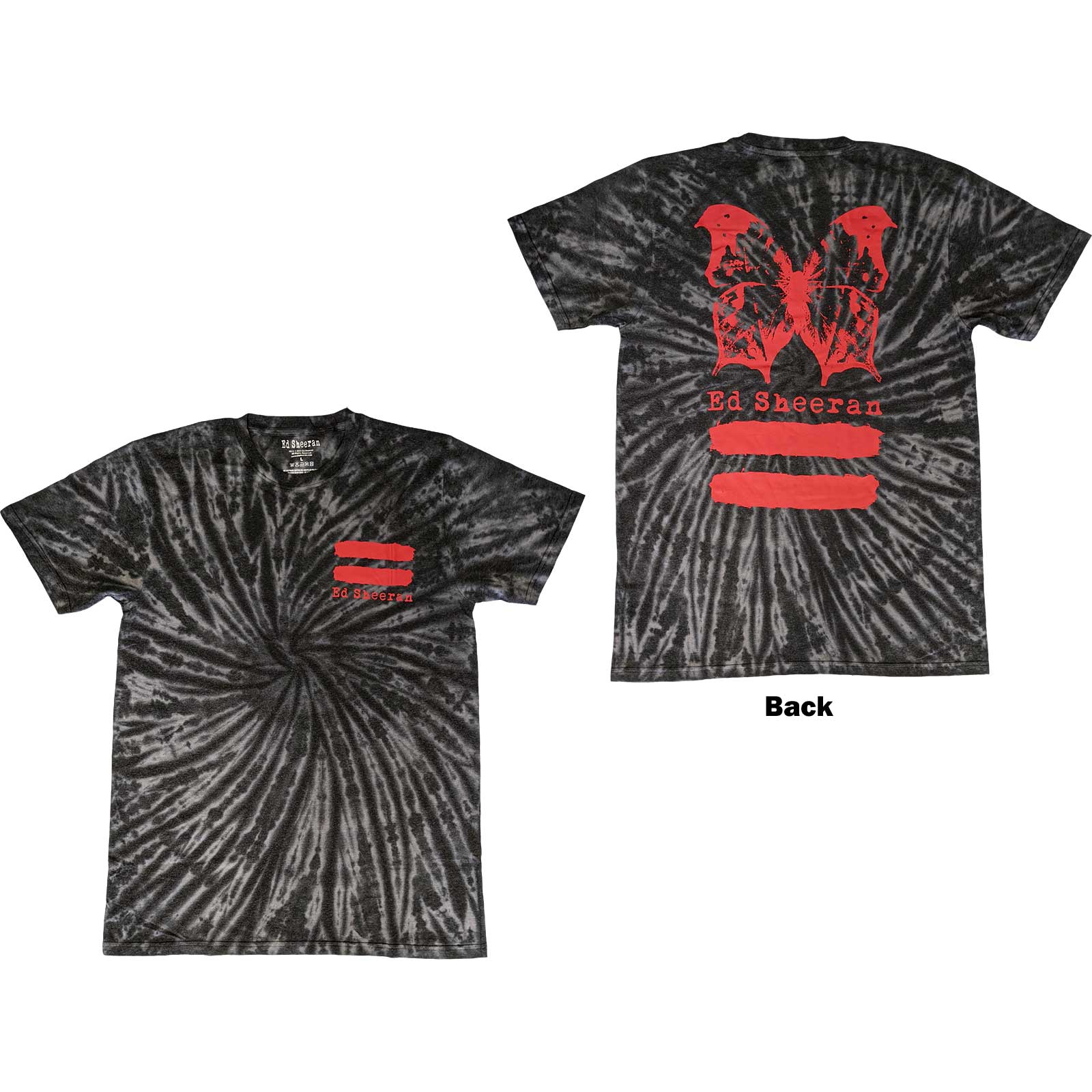 Ed Sheeran Unisex T-Shirt: Red Equals Butterfly (Back Print & Wash Collection) (Medium)