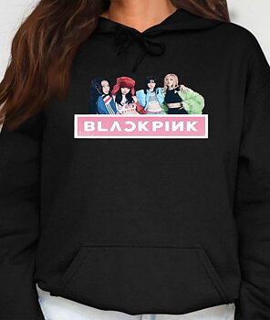 BlackPink ladies hoodie: "Band Photo" - Black - storlek XX-Large