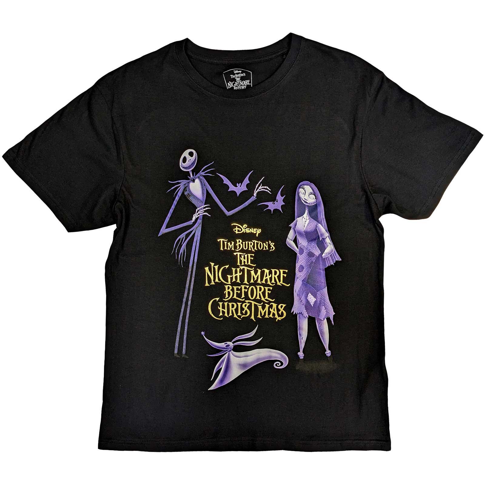 Disney Unisex T-Shirt: The Nightmare Before Christmas Purple Characters (Embellished) (Medium)